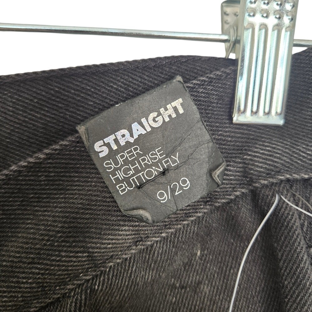Simple Society Black Rhinestone Straight Denim Jeans Size 9/29 Glam Y2K Party - Picture 8 of 12